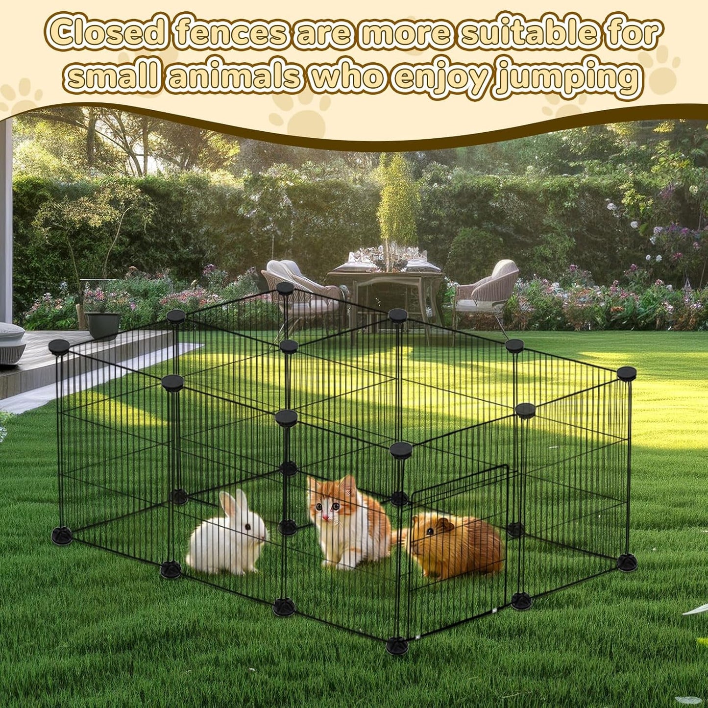 21 Panels Small Animal Playpen, Guinea Pig Cages with Doors and Waterproof Mat Pet Playpen for Rabbits Guinea Pigs Hamsters, Chicken Hedgehogs Indoor Outdoor Portable Metal Wire Yard Fence