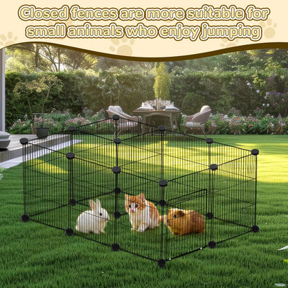 21 Panels Small Animal Playpen, Guinea Pig Cages with Doors and Waterproof Mat Pet Playpen for Rabbits Guinea Pigs Hamsters, Chicken Hedgehogs Indoor Outdoor Portable Metal Wire Yard Fence
