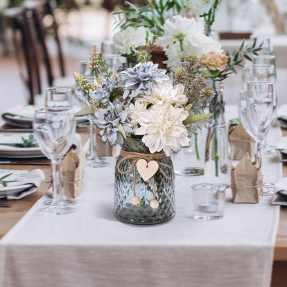 Fake Flowers with Vase, Hydrangea Faux Dahlia Flowers Arrangement | Blue Flowers in Vase Suitable for Home Kitchen Living Room Fall Spring Decor Office Decoration, Centerpiece Table Decorations