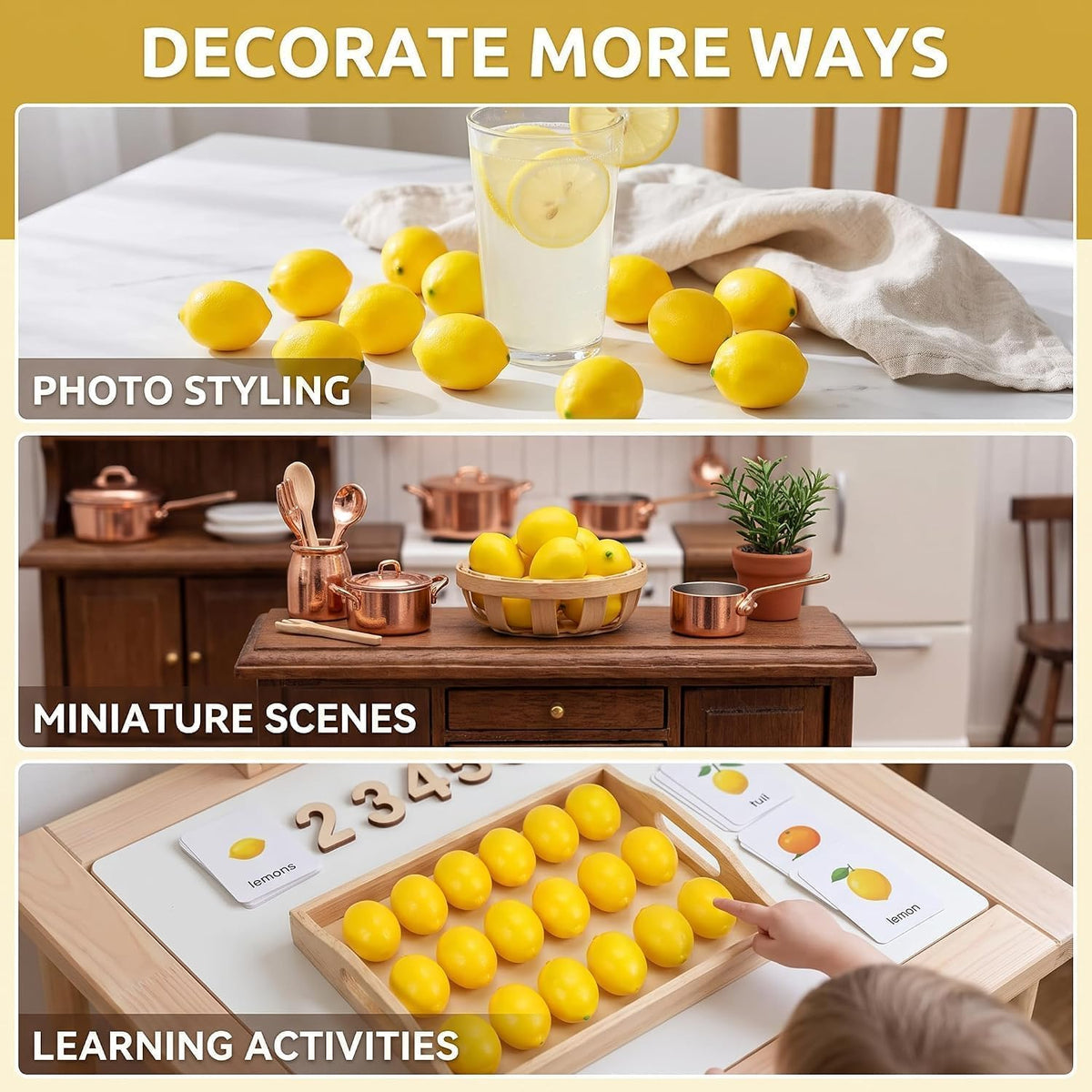 20Pcs Yellow Simulation Artificial Lemon Fake Fruit Disply Home Party Decor Artificial Fruit Trees for Home Decor Artificial Fruit Artificial Plants and Flowers Artificial Plants and Flowers