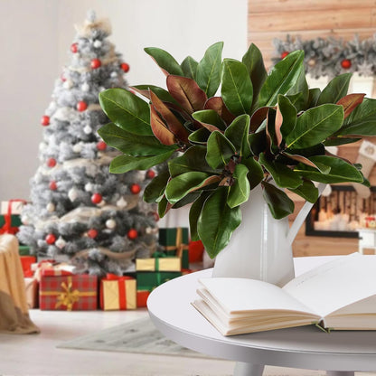 Magnolia Artificial Leaves Branches 22 Inch 3D Real Touch Faux Magnolia Stems Fake Magnolia Twigs for Indoor Outdoor Vase Filling Home Wedding Floral Arrangement Decoration