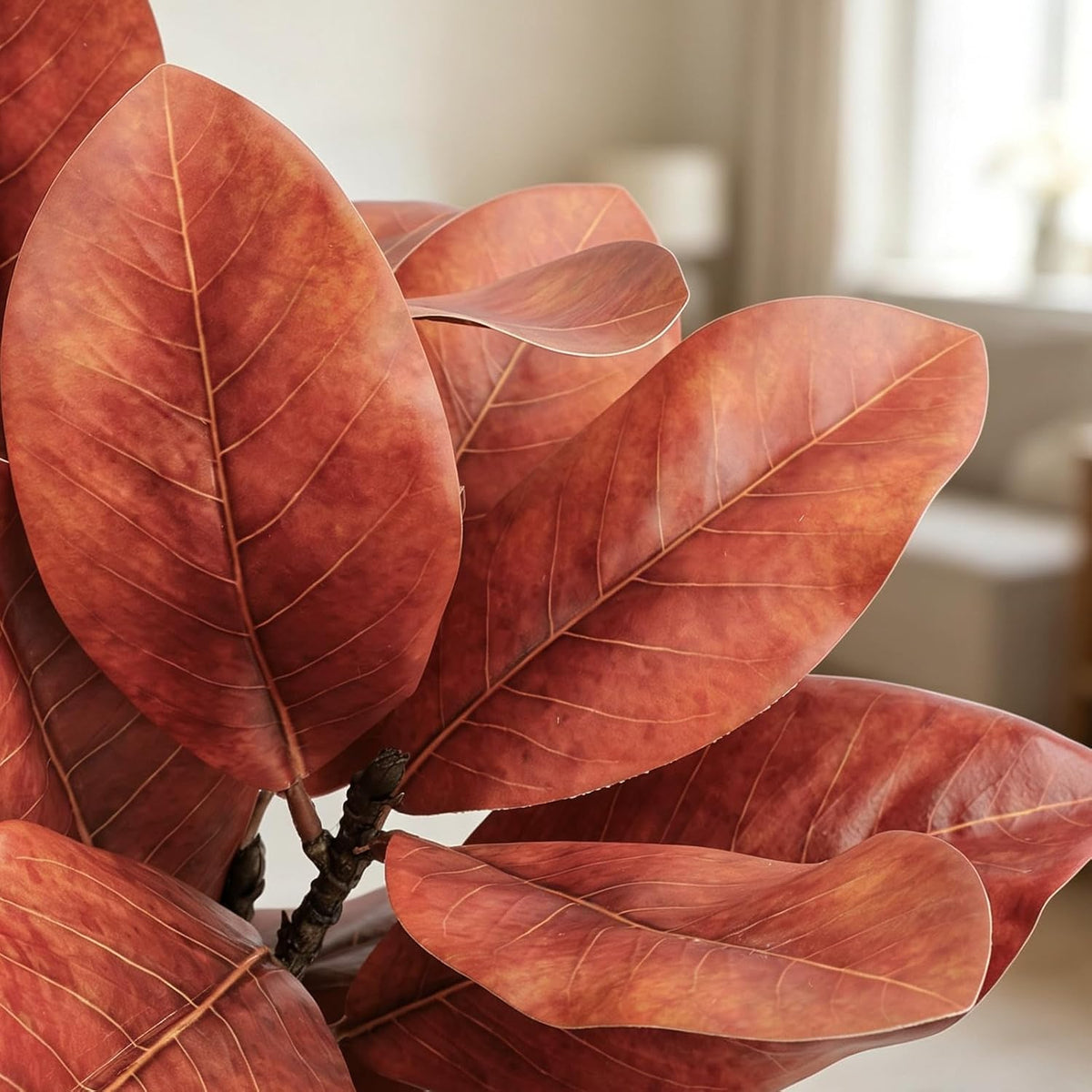 Magnolia Artificial Leaves Branches 22 Inch 3D Real Touch Faux Magnolia Stems Fake Magnolia Twigs for Indoor Outdoor Vase Filling Home Wedding Floral Arrangement Decoration