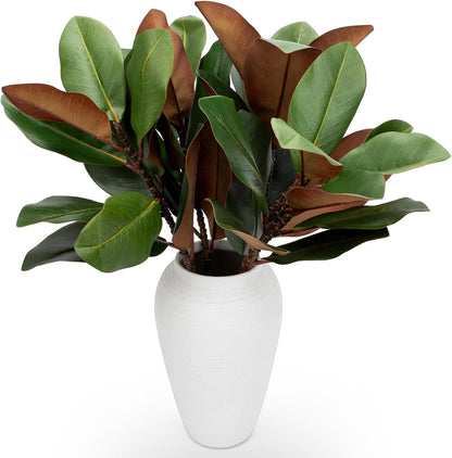 Magnolia Artificial Leaves Branches 22 Inch 3D Real Touch Faux Magnolia Stems Fake Magnolia Twigs for Indoor Outdoor Vase Filling Home Wedding Floral Arrangement Decoration