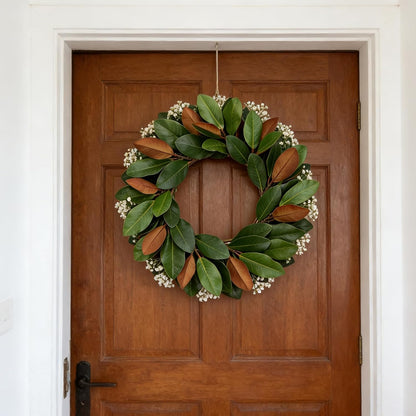 Magnolia Artificial Leaves Branches 22 Inch 3D Real Touch Faux Magnolia Stems Fake Magnolia Twigs for Indoor Outdoor Vase Filling Home Wedding Floral Arrangement Decoration