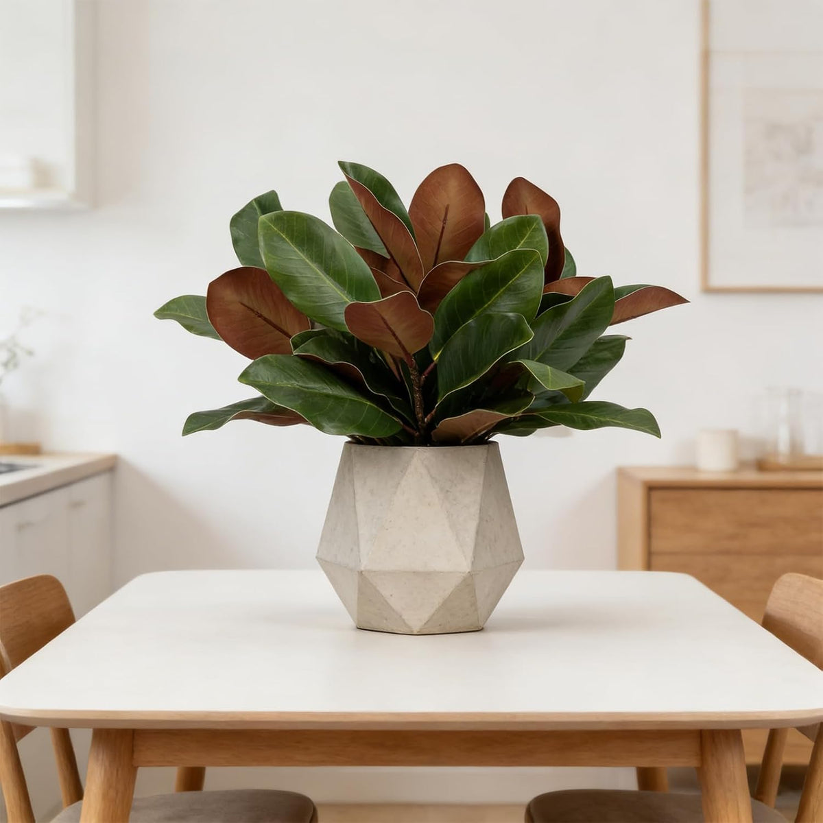 Magnolia Artificial Leaves Branches 22 Inch 3D Real Touch Faux Magnolia Stems Fake Magnolia Twigs for Indoor Outdoor Vase Filling Home Wedding Floral Arrangement Decoration