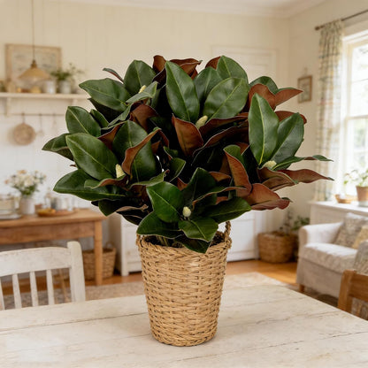 Magnolia Artificial Leaves Branches 22 Inch 3D Real Touch Faux Magnolia Stems Fake Magnolia Twigs for Indoor Outdoor Vase Filling Home Wedding Floral Arrangement Decoration