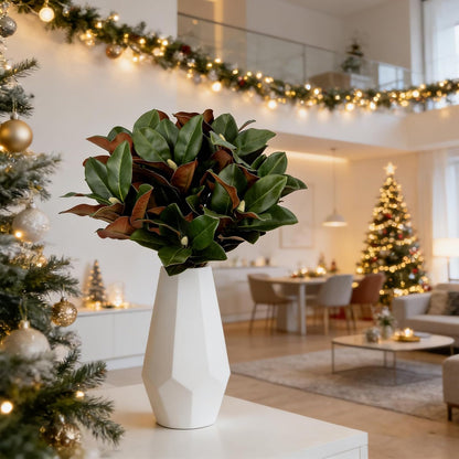 Magnolia Artificial Leaves Branches 22 Inch 3D Real Touch Faux Magnolia Stems Fake Magnolia Twigs for Indoor Outdoor Vase Filling Home Wedding Floral Arrangement Decoration