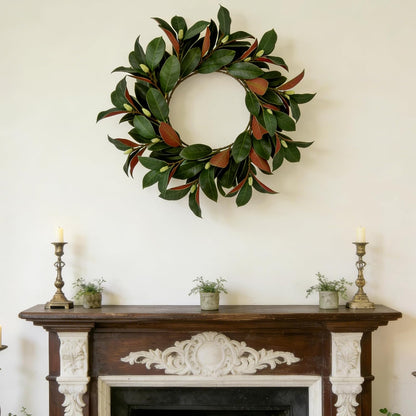 Magnolia Artificial Leaves Branches 22 Inch 3D Real Touch Faux Magnolia Stems Fake Magnolia Twigs for Indoor Outdoor Vase Filling Home Wedding Floral Arrangement Decoration