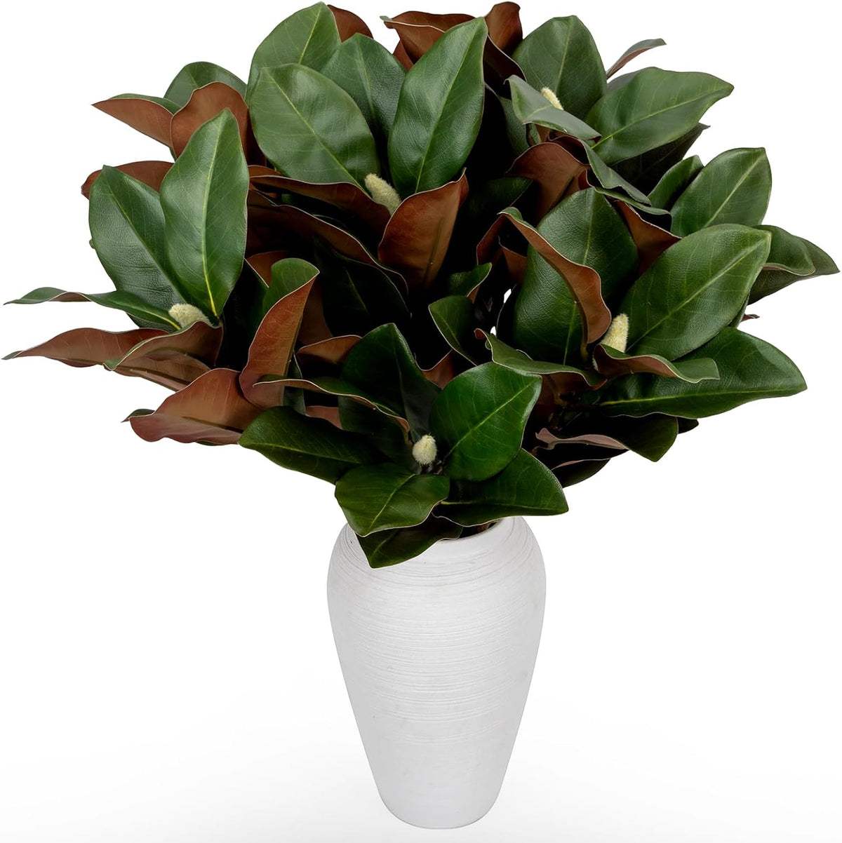 Magnolia Artificial Leaves Branches 22 Inch 3D Real Touch Faux Magnolia Stems Fake Magnolia Twigs for Indoor Outdoor Vase Filling Home Wedding Floral Arrangement Decoration