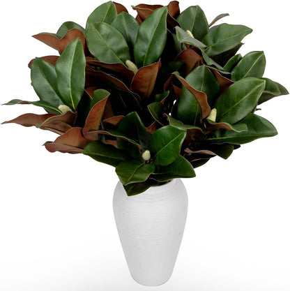 Magnolia Artificial Leaves Branches 22 Inch 3D Real Touch Faux Magnolia Stems Fake Magnolia Twigs for Indoor Outdoor Vase Filling Home Wedding Floral Arrangement Decoration