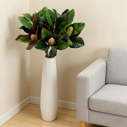 Magnolia Artificial Leaves Branches 22 Inch 3D Real Touch Faux Magnolia Stems Fake Magnolia Twigs for Indoor Outdoor Vase Filling Home Wedding Floral Arrangement Decoration
