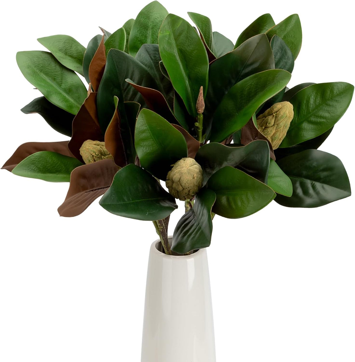 Magnolia Artificial Leaves Branches 22 Inch 3D Real Touch Faux Magnolia Stems Fake Magnolia Twigs for Indoor Outdoor Vase Filling Home Wedding Floral Arrangement Decoration