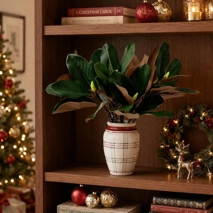 Magnolia Artificial Leaves Branches 22 Inch 3D Real Touch Faux Magnolia Stems Fake Magnolia Twigs for Indoor Outdoor Vase Filling Home Wedding Floral Arrangement Decoration