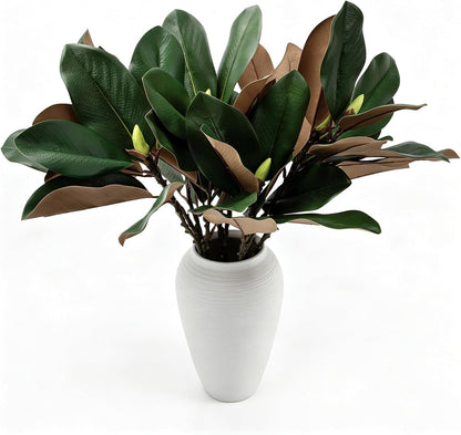 Magnolia Artificial Leaves Branches 22 Inch 3D Real Touch Faux Magnolia Stems Fake Magnolia Twigs for Indoor Outdoor Vase Filling Home Wedding Floral Arrangement Decoration