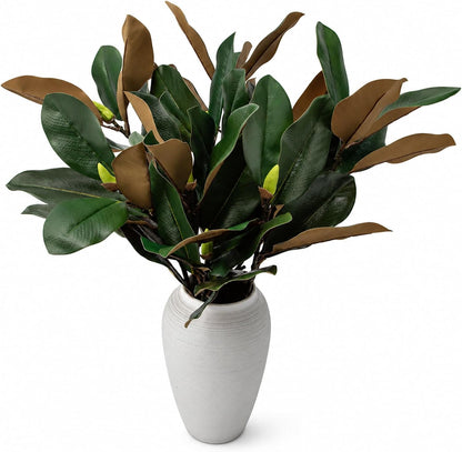 Magnolia Artificial Leaves Branches 22 Inch 3D Real Touch Faux Magnolia Stems Fake Magnolia Twigs for Indoor Outdoor Vase Filling Home Wedding Floral Arrangement Decoration