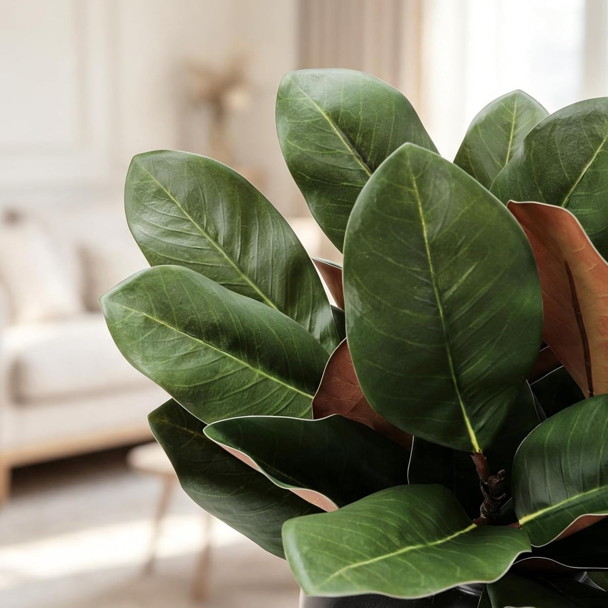Magnolia Artificial Leaves Branches 22 Inch 3D Real Touch Faux Magnolia Stems Fake Magnolia Twigs for Indoor Outdoor Vase Filling Home Wedding Floral Arrangement Decoration