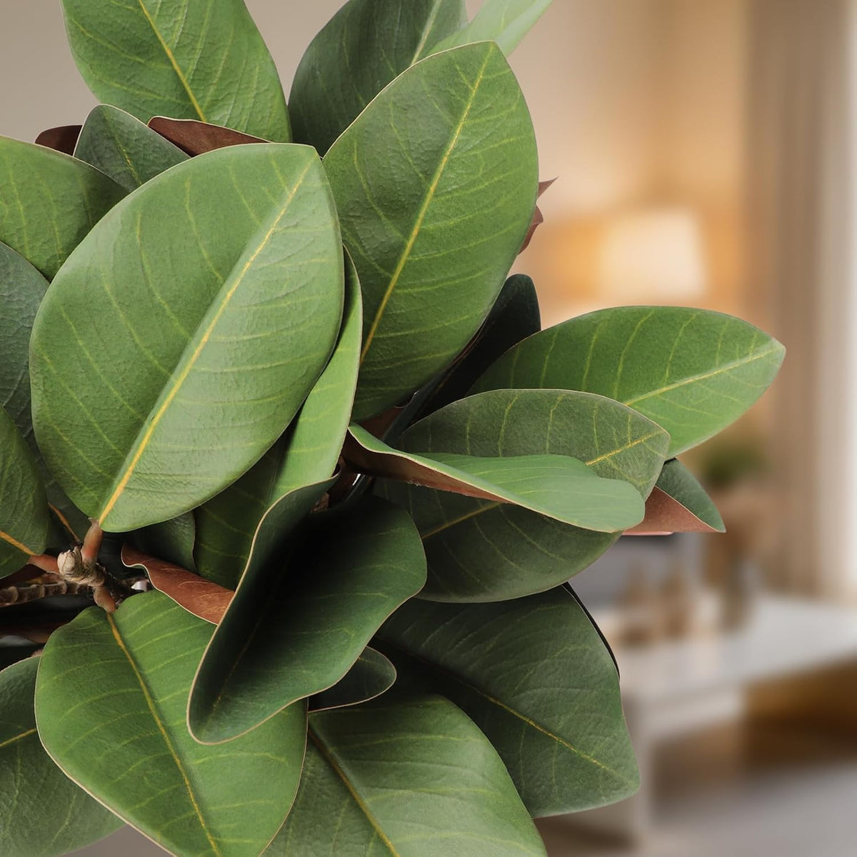 Magnolia Artificial Leaves Branches 22 Inch 3D Real Touch Faux Magnolia Stems Fake Magnolia Twigs for Indoor Outdoor Vase Filling Home Wedding Floral Arrangement Decoration