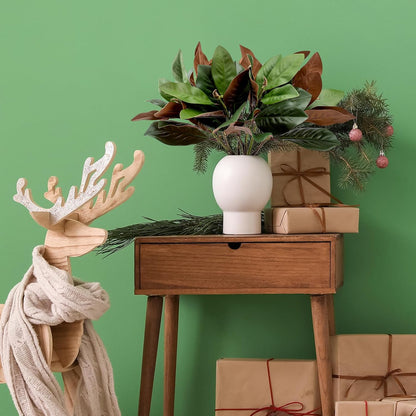 Magnolia Artificial Leaves Branches 22 Inch 3D Real Touch Faux Magnolia Stems Fake Magnolia Twigs for Indoor Outdoor Vase Filling Home Wedding Floral Arrangement Decoration