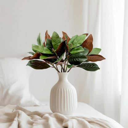 Magnolia Artificial Leaves Branches 22 Inch 3D Real Touch Faux Magnolia Stems Fake Magnolia Twigs for Indoor Outdoor Vase Filling Home Wedding Floral Arrangement Decoration