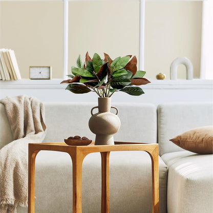 Magnolia Artificial Leaves Branches 22 Inch 3D Real Touch Faux Magnolia Stems Fake Magnolia Twigs for Indoor Outdoor Vase Filling Home Wedding Floral Arrangement Decoration
