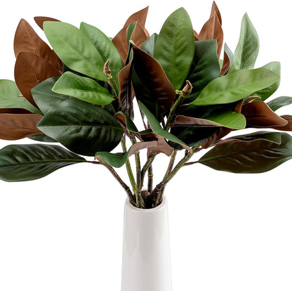 Magnolia Artificial Leaves Branches 22 Inch 3D Real Touch Faux Magnolia Stems Fake Magnolia Twigs for Indoor Outdoor Vase Filling Home Wedding Floral Arrangement Decoration