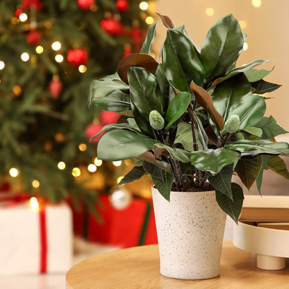 Magnolia Artificial Leaves Branches 22 Inch 3D Real Touch Faux Magnolia Stems Fake Magnolia Twigs for Indoor Outdoor Vase Filling Home Wedding Floral Arrangement Decoration