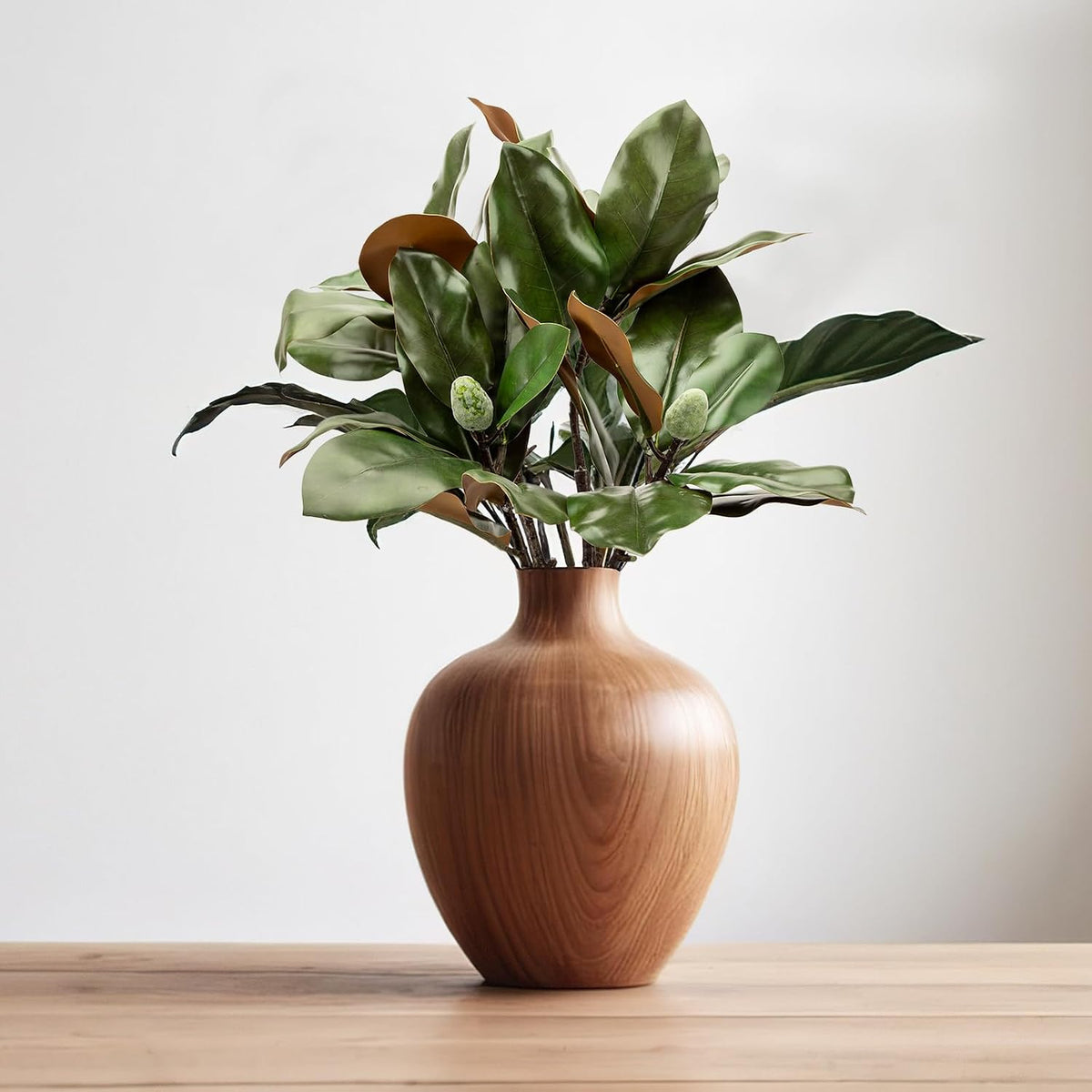 Magnolia Artificial Leaves Branches 22 Inch 3D Real Touch Faux Magnolia Stems Fake Magnolia Twigs for Indoor Outdoor Vase Filling Home Wedding Floral Arrangement Decoration