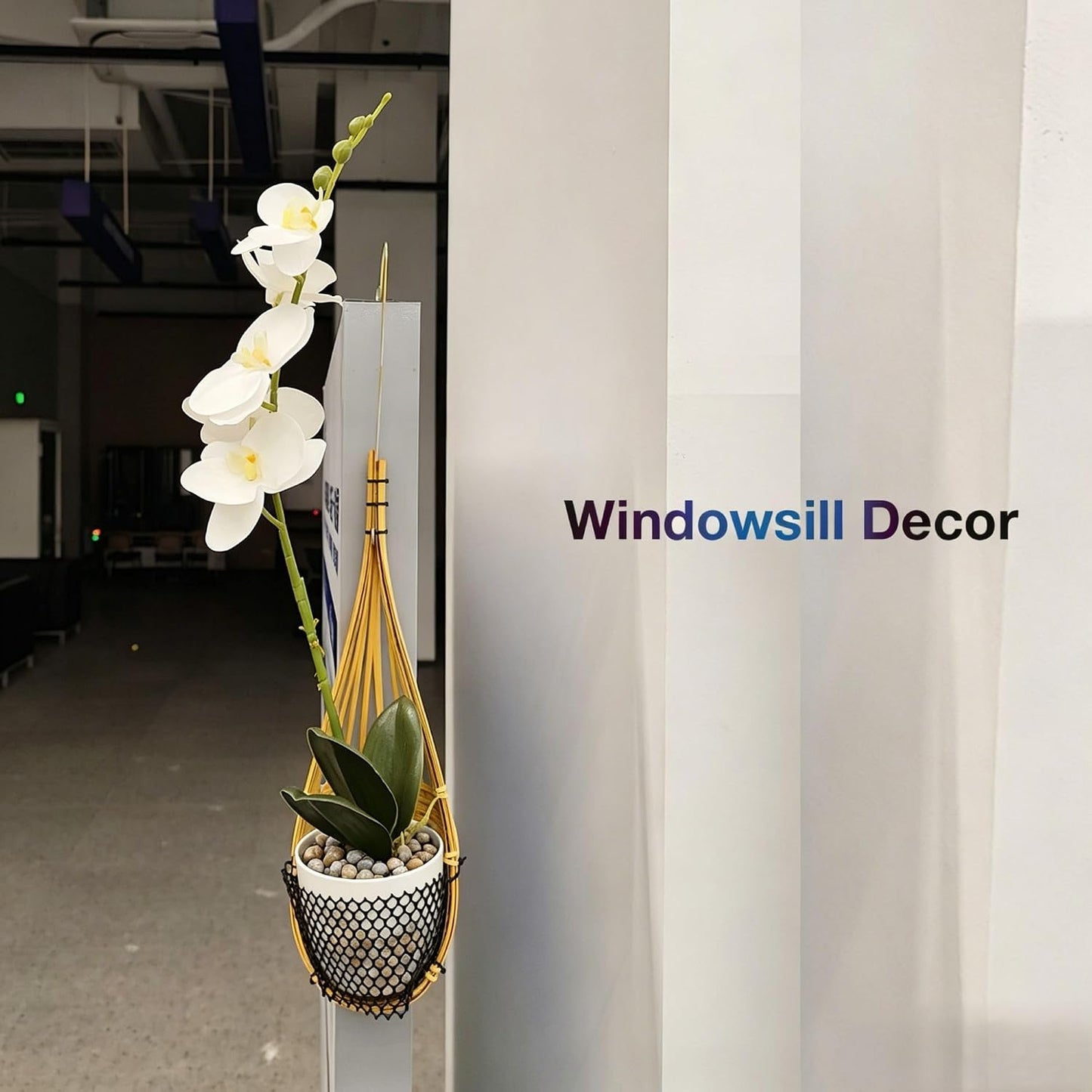 Artificial Orchid Flowers in Pot, 17" Real Touch Phalaenopsis Faux Orchid Plant (Adjustable to 20"), Large White/Pink Fake Flower Arrangement for Dining Table Centerpiece, Home Office (White)