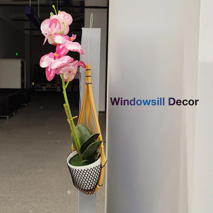 Artificial Orchid Flowers in Pot, 17" Real Touch Phalaenopsis Faux Orchid Plant (Adjustable to 20"), Large White/Pink Fake Flower Arrangement for Dining Table Centerpiece, Home Office (White)