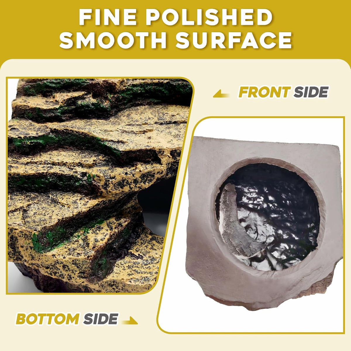 Reptile Hideout Cave,Turtle Tank Accessories Decor,Basking Platform for Bearded Dragon,Snake and Leopard Gecko.(Grey Hill-M-Kit)
