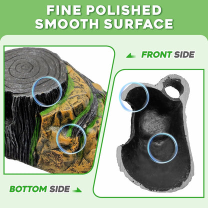Reptile Hideout Cave,Turtle Tank Accessories Decor,Basking Platform for Bearded Dragon,Snake and Leopard Gecko.(Grey Hill-M-Kit)