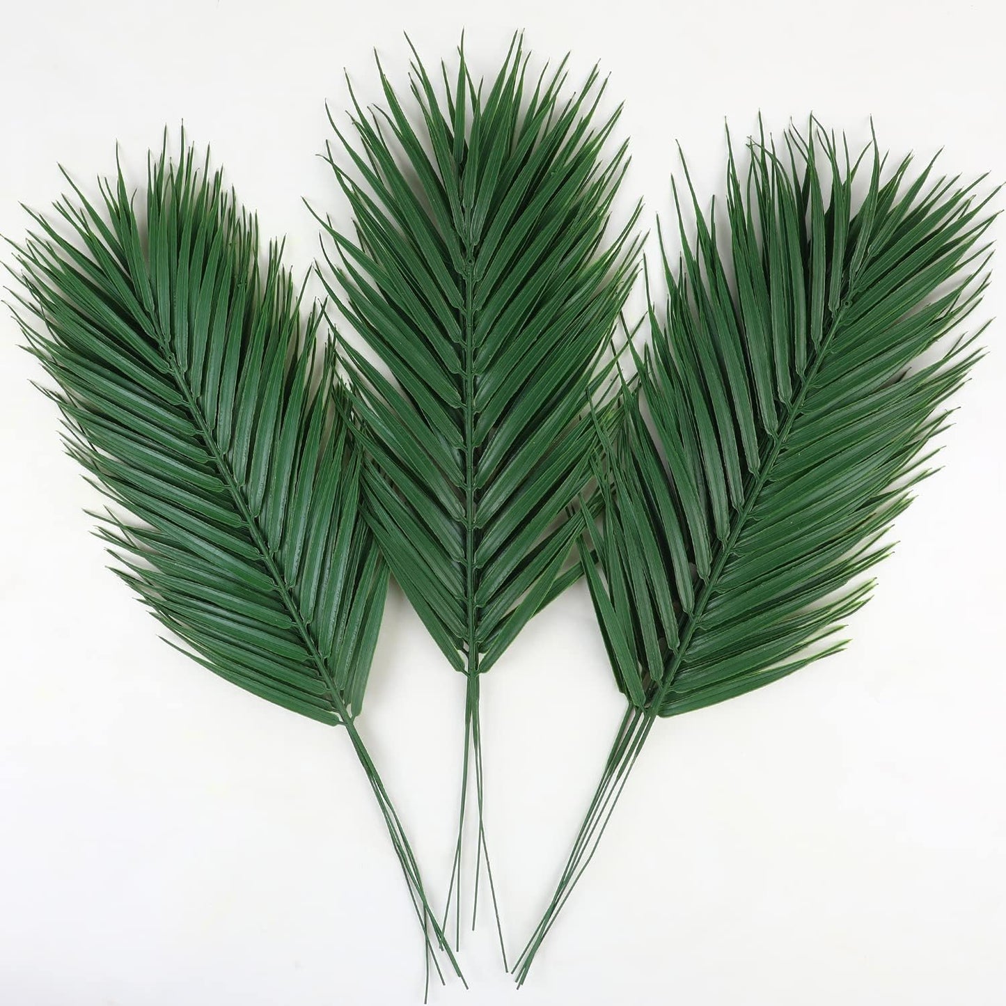 24PCS Green Artificial Palm Leaves, Faux Monstera Leaves Simulation Safari Leaves with Stems for Home Hawaiian Luau Party Jungle Beach Theme Party Decoration
