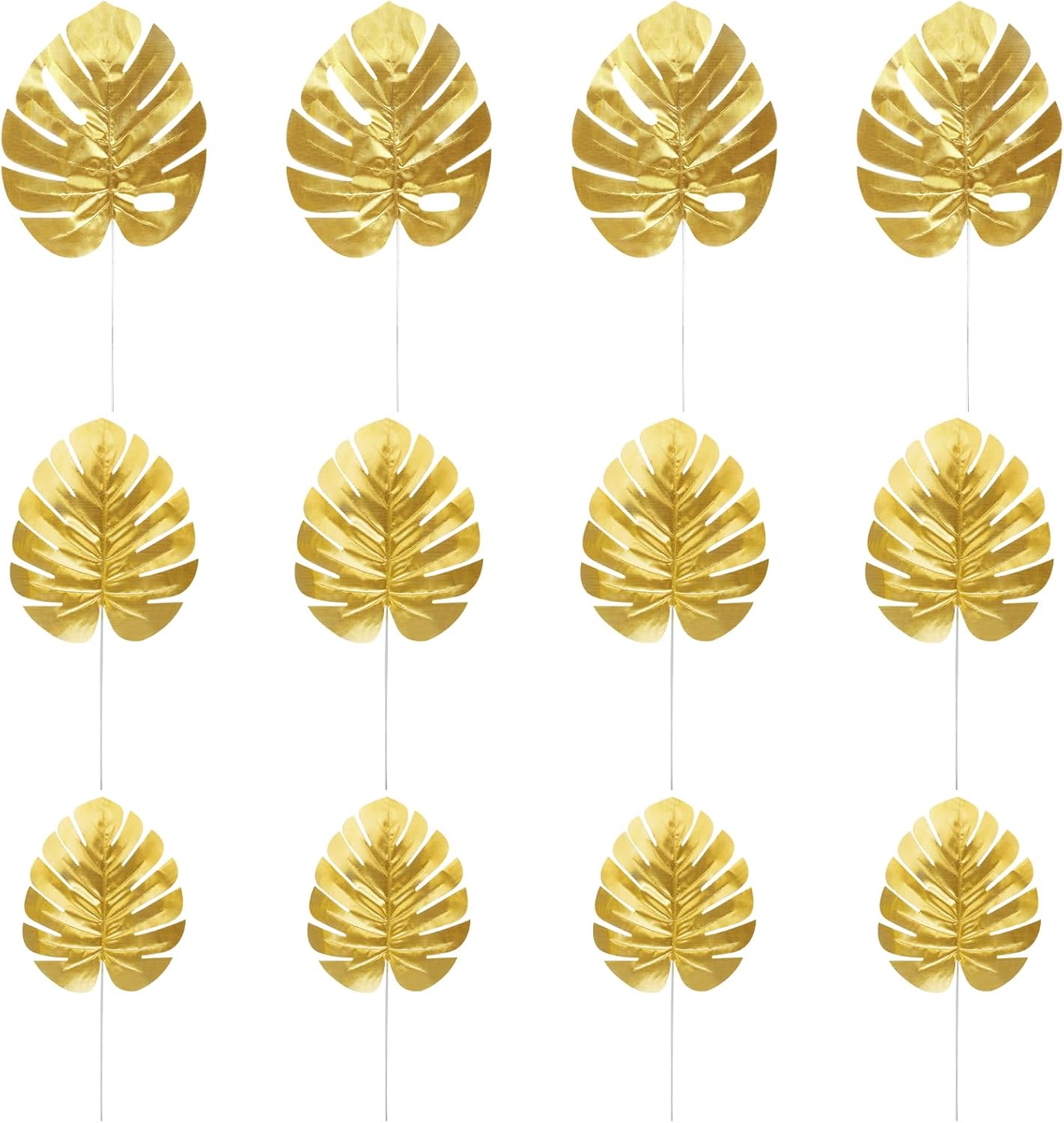 24PCS Green Artificial Palm Leaves, Faux Monstera Leaves Simulation Safari Leaves with Stems for Home Hawaiian Luau Party Jungle Beach Theme Party Decoration