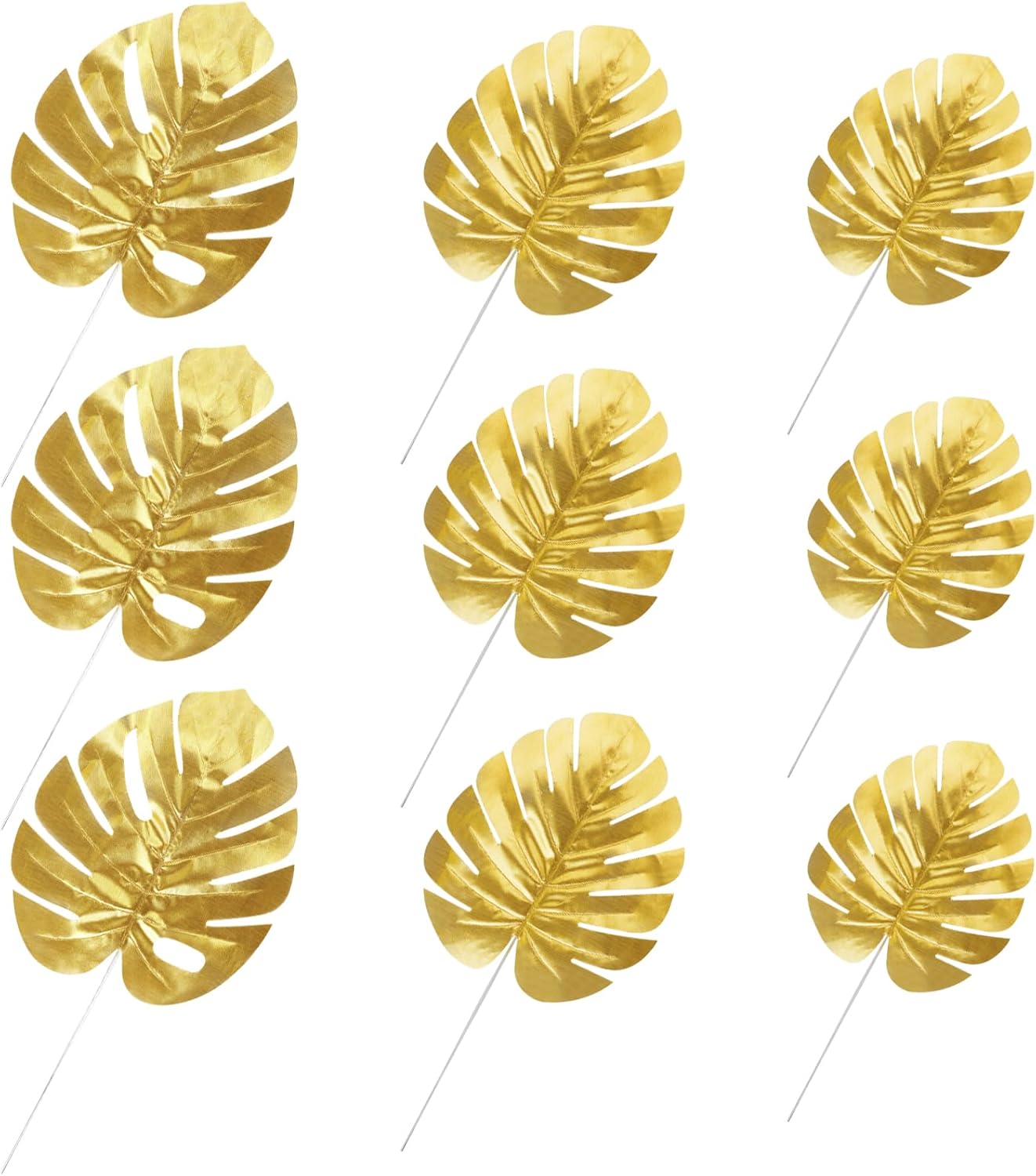 24PCS Green Artificial Palm Leaves, Faux Monstera Leaves Simulation Safari Leaves with Stems for Home Hawaiian Luau Party Jungle Beach Theme Party Decoration
