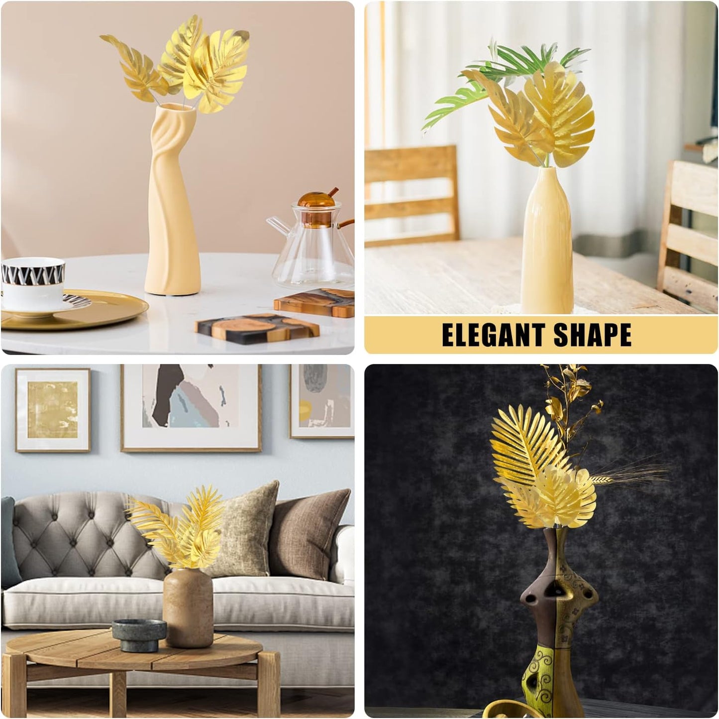 24PCS Green Artificial Palm Leaves, Faux Monstera Leaves Simulation Safari Leaves with Stems for Home Hawaiian Luau Party Jungle Beach Theme Party Decoration