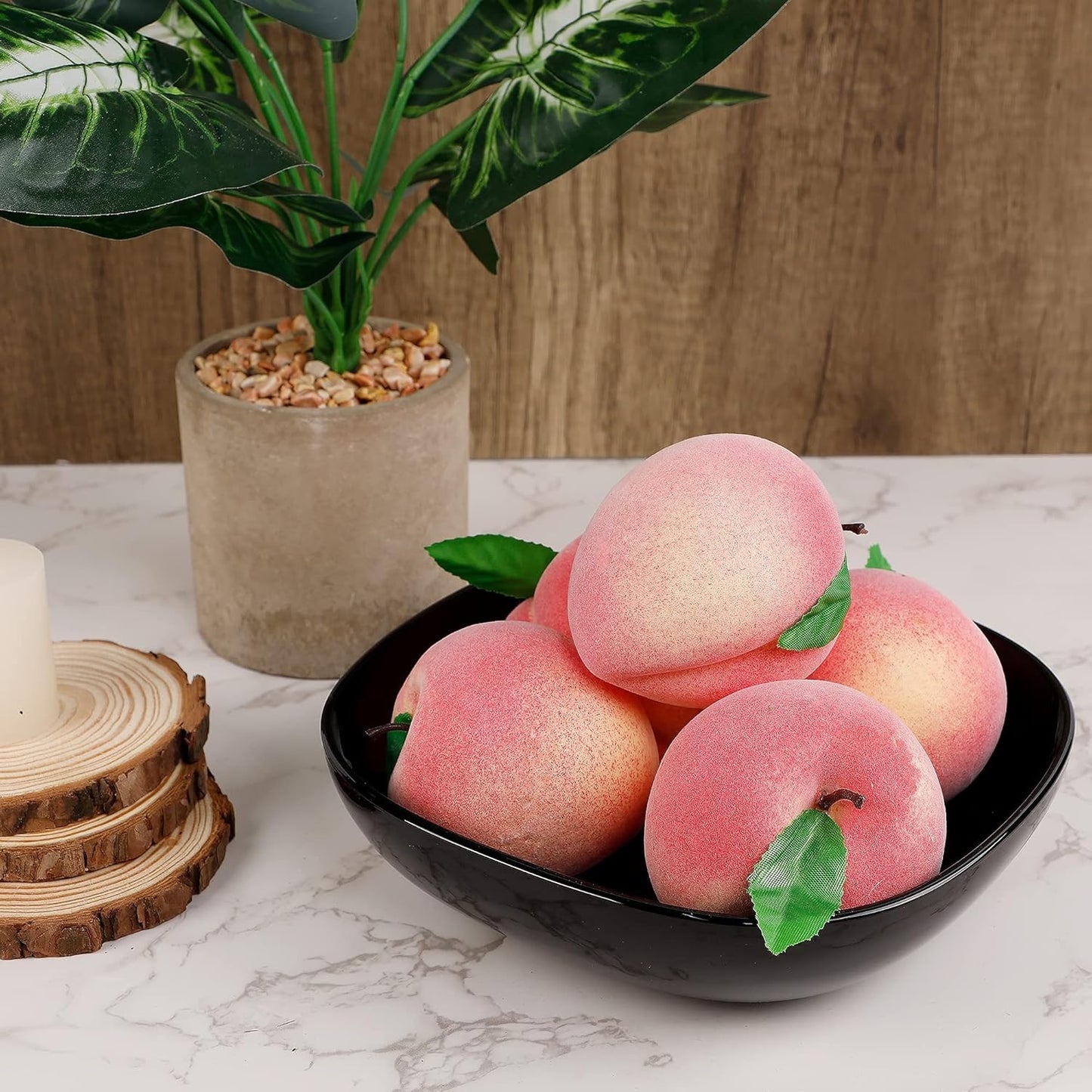 12pcs Artificial Peach Simulation Fruit for Home Kitchen Table Cabinet Party Décor Photography Props Food
