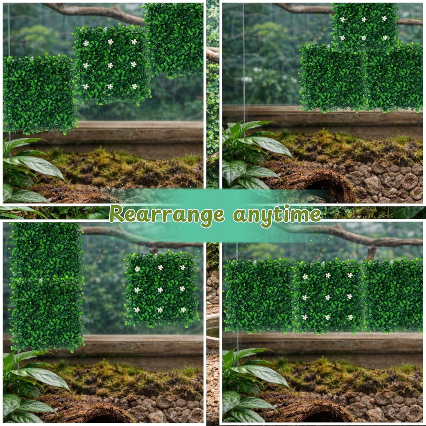 Hermit Crab Climbing Wall Enrichment Toys, Climbing Wall Toys With Suction Cups And Cable Ties, Faux Grass Mats Accessories for Tank Aquarium Exploration Habitat, Hermit Crab Tank (Green Decorations)