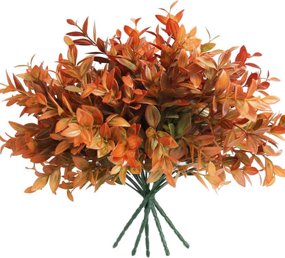 Artificial Fall Greenery Stems for Vase Fake Lucky Bamboo Leaves 6 Bundles