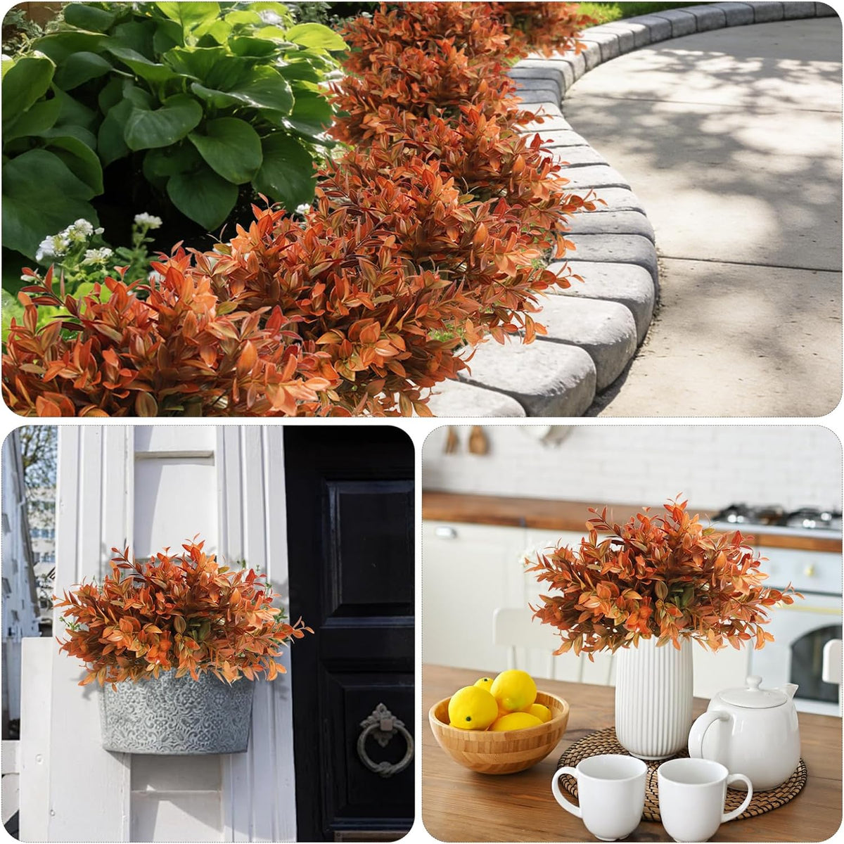 Artificial Fall Greenery Stems for Vase Fake Lucky Bamboo Leaves 6 Bundles