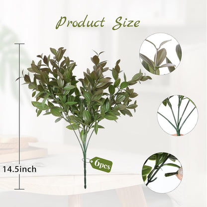 Artificial Fall Greenery Stems for Vase Fake Lucky Bamboo Leaves 6 Bundles