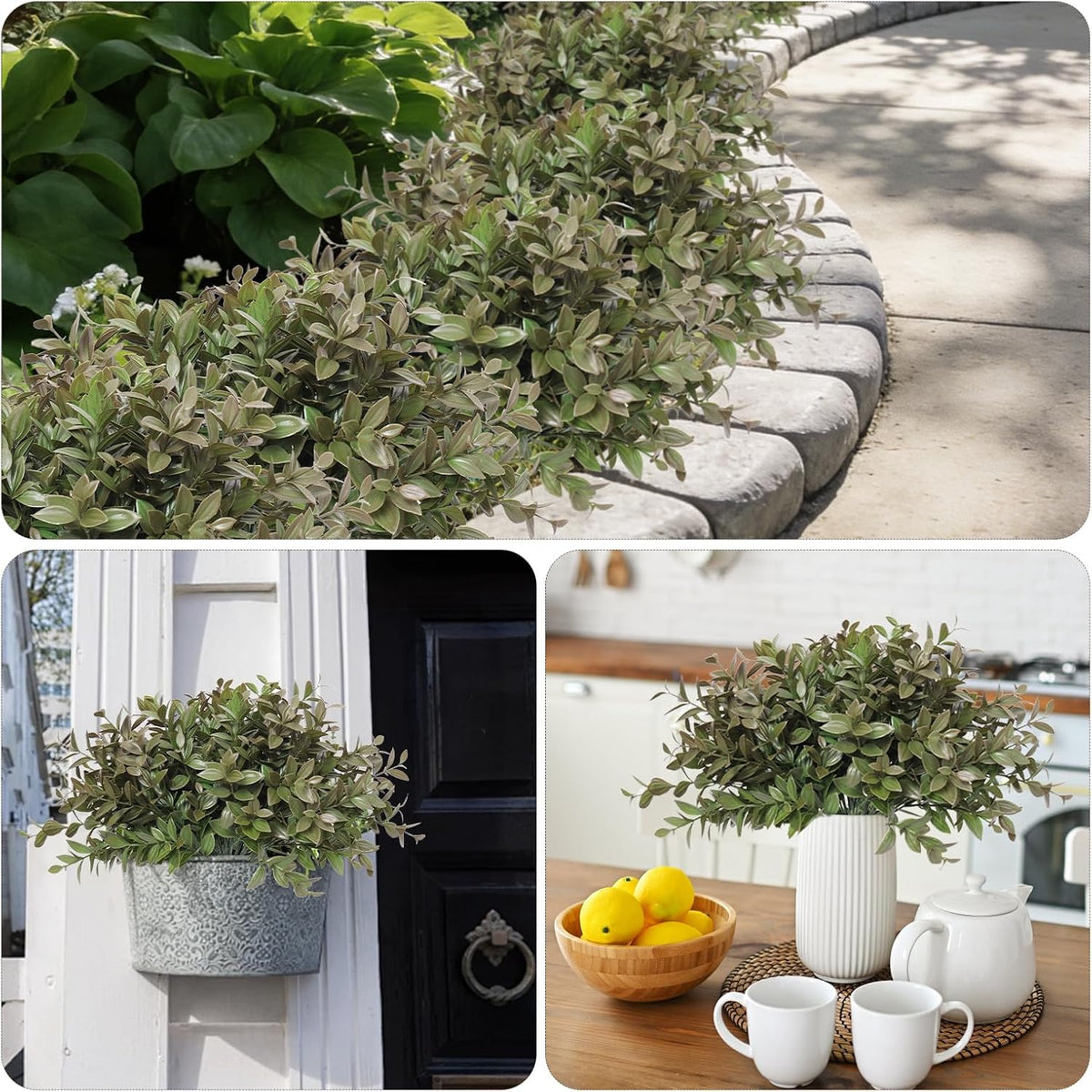 Artificial Fall Greenery Stems for Vase Fake Lucky Bamboo Leaves 6 Bundles