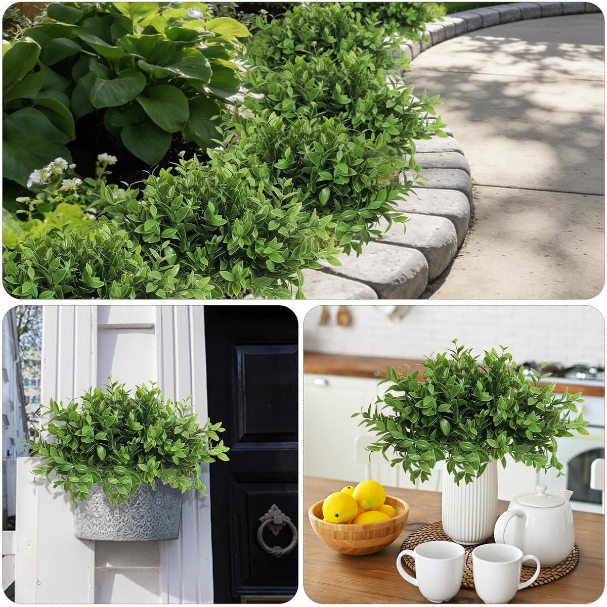 Artificial Fall Greenery Stems for Vase Fake Lucky Bamboo Leaves 6 Bundles