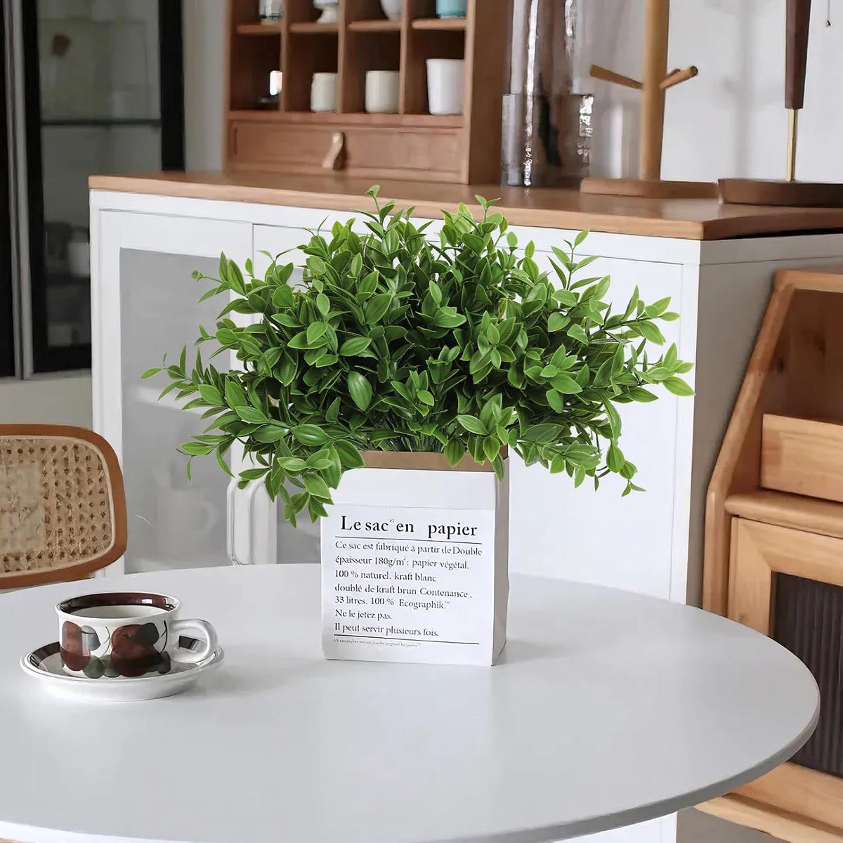 Artificial Fall Greenery Stems for Vase Fake Lucky Bamboo Leaves 6 Bundles