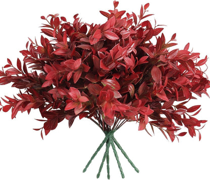 Artificial Fall Greenery Stems for Vase Fake Lucky Bamboo Leaves 6 Bundles
