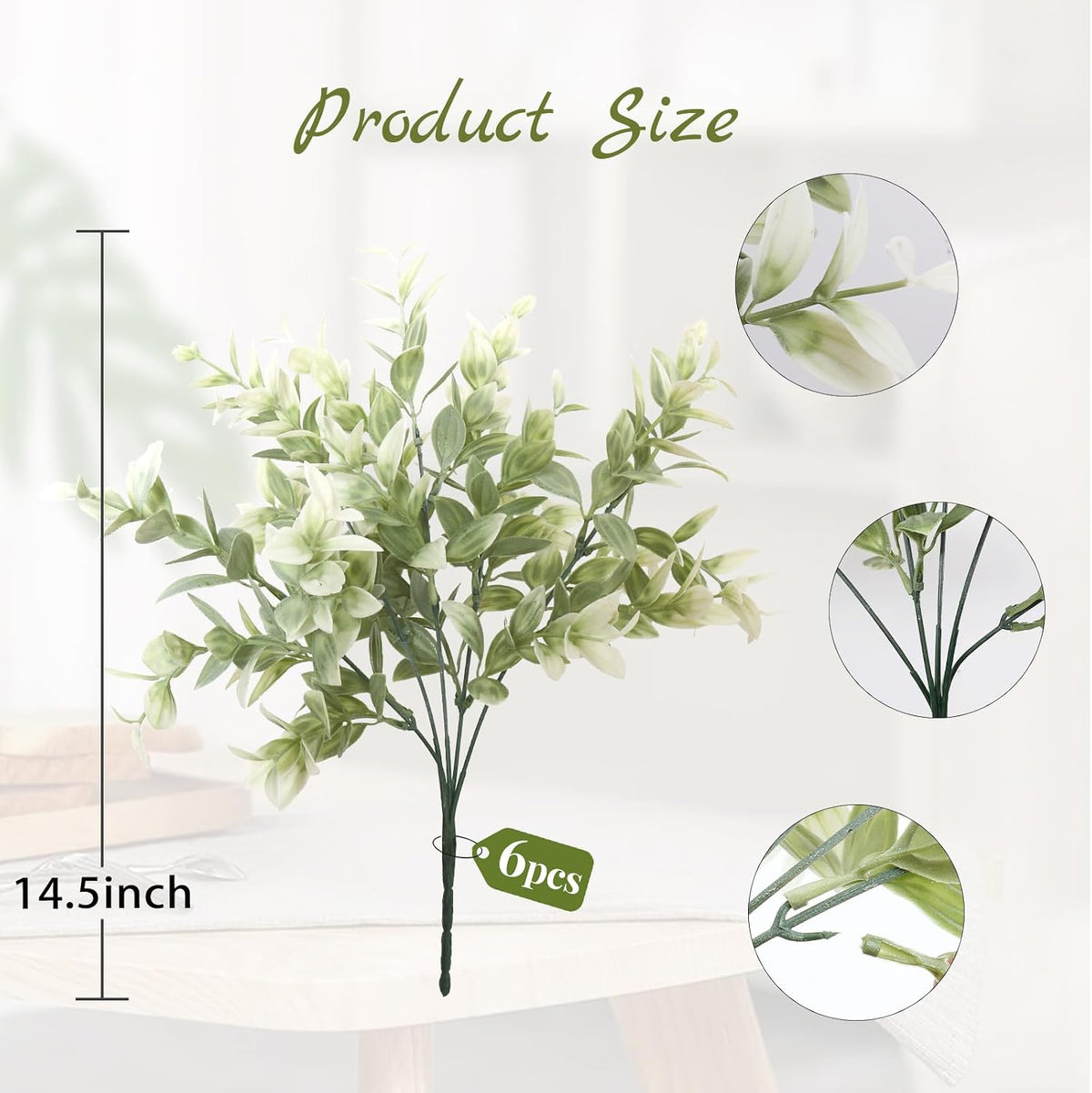 Artificial Fall Greenery Stems for Vase Fake Lucky Bamboo Leaves 6 Bundles