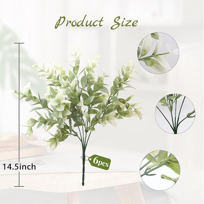 Artificial Fall Greenery Stems for Vase Fake Lucky Bamboo Leaves 6 Bundles
