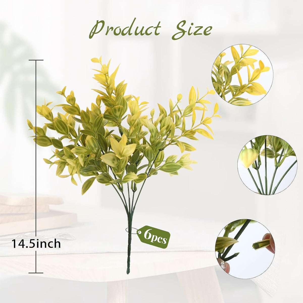 Artificial Fall Greenery Stems for Vase Fake Lucky Bamboo Leaves 6 Bundles