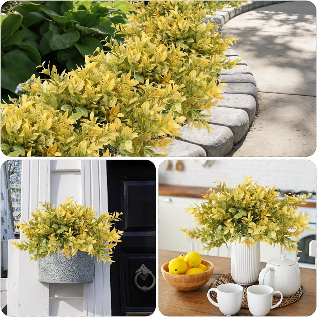 Artificial Fall Greenery Stems for Vase Fake Lucky Bamboo Leaves 6 Bundles