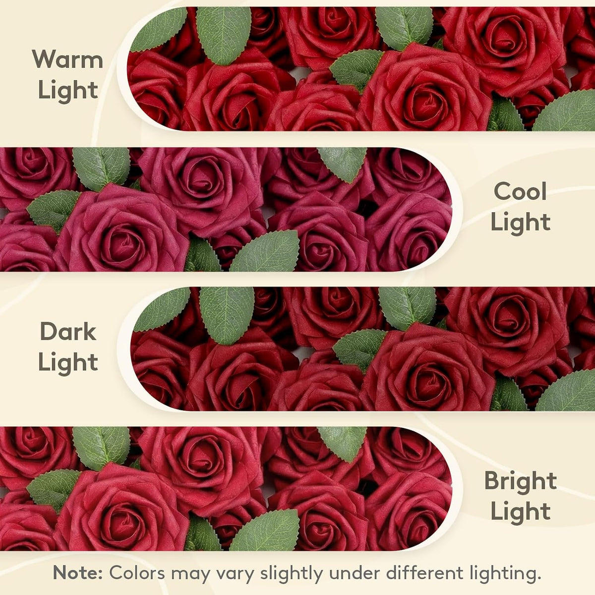 Artificial Flowers, 25 Pcs Dark Red Foam Real Looking Roses