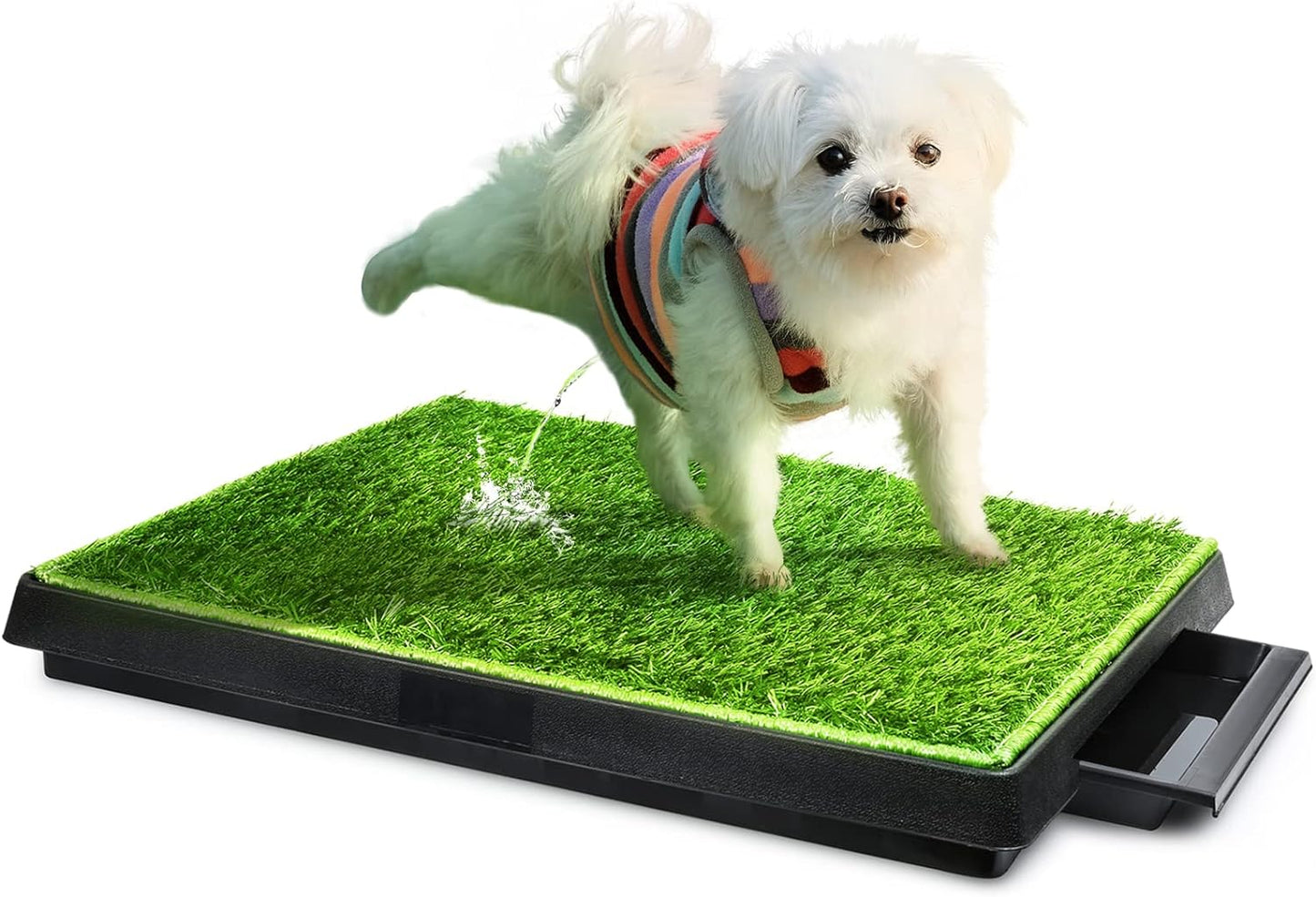 Dog Grass Pad with Tray Large, Puppy Turf Potty Reusable Training Pads with Pee Baffle, Artificial Grass Patch for Indoor and Outdoor Use, Ideal for Small and Medium Dogs (30"×20")